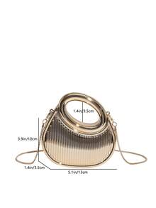 新款亚克力迷你手提包，时尚手拿包，个性化新月形晚宴包，带可拆卸肩带 - 金色 - 查看 2