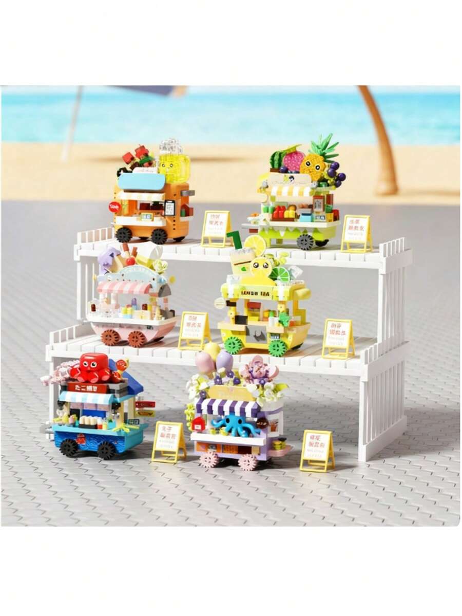 1pc Small Particle Building Block Food Car Series Dessert Vending Car Model Puzzle Assembly Gift - Multicolor - View 1