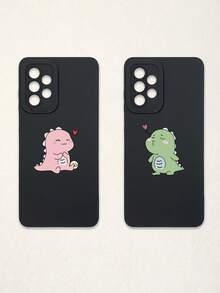 2pcs Minimalist Black Phone Cases, Dinosaur Phone Cases, Couple Phone Cases, Lens Protection Phone Cases, Compatible With IPhone & Galaxy, Phone Cases, Cases Compatible With IPhone 17 Pro Max, Covers, Cute Phone Cases, Compatible With IPhone 13 Case, Compatible With IPhone 15 Case, Phone Cases, Galaxy Phone Cases, Suitable As Birthday Gifts, Girlfriend, Boyfriend Or For Personal Use - Multicolor - View 34