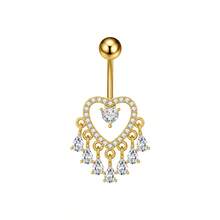 Stainless Steel Belly Button Ring  Micro Inlaid Red Panda Round Small Water Drop Personality Navel Piercing Jewelry - 1#鋼色 - 查看 10