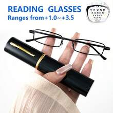 Gafas de lectura unisex ultrafinas con forma de bolígrafo, compactas y portátiles con bisagras de resorte y estuche de transporte - Transparente - Ver 14