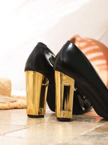 Tocuri înalte pentru femei mărimi mari, pantofi cu toc eleganți și confortabili pentru birou, negru, vișiniu, alb - Negru - Vizualizare 5