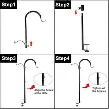 Three Span Deck Hook, 37 Inches Deck Bird Feeder Pole, Hanging Baskets Porch Multi-Hook For Deck Kit With Three Branches For Plant Hangers, Lanterns, Wind Chimes And More{Inchcolorinch:InchBlackinch} - 黑色 - 查看 4