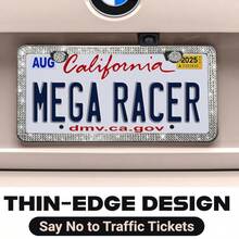 1PCS/2PCS Diamond Glitter Stainless Steel License Plate Frame, Ladies Car Decor, Comes With Easy Installation Kit And Start Button Sticker, For Car And SUV, American License Plate Standard, Fashion Accessory, Stylish Car Decor, Birthday, Holiday Gift - Trắng 1 cái - Xem 4