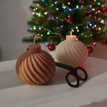 圆形螺旋蜡烛模具，带旋转铃铛和星形顶盖，多层DIY圣诞蜡烛制作套装，用于手工节日装饰，可重复使用的柔性模具，适用于石膏、树脂和蜡工艺品 - 白色 - 查看 7