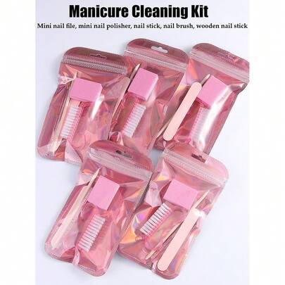 Bộ dụng cụ làm móng tay dùng một lần 15/10/5/2/1 món | Bộ dụng cụ làm móng tay & móng chân, bộ dũa móng mini và que đẩy móng bằng gỗ, dũa móng hai mặt, que đẩy móng bằng gỗ, dụng cụ làm sạch móng, dụng cụ chăm sóc móng tự làm