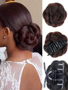 Synthetic Doughnut Bun Wig Fashion Elegant Large Grip Straight Doughnut Bun Clip On The Head For Ladies To Wear Daily - Multicolor - View 10