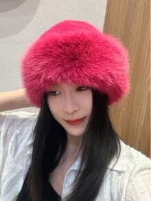 A New Winter Furry Hat For Women In Autumn, Winter, Europe, America, And South Korea. Warm Hat With Fashionable Solid Color, Small Face, Versatile, Mongolian Hat, Thickened Autumn Decor - Straw Hat - View 13