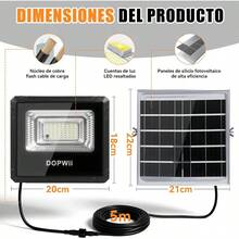 Lamparas Solares Exterior 8000mAh, Luces Solares para Exterior Jardin, Panel Bifacial con Absorcin de Luz de 360, Lmpara con 4 Modos de Iluminacin y Mando a Distancia1 Piezas - 2 - Ver 3