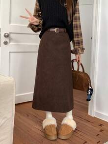 Women Skirts - Black With Belt - View 5
