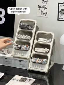 1/3件套三层大容量桌面收纳盒，文具收纳盒，桌面抽屉，桌面置物架，笔筒，多功能办公/宿舍用品收纳工具，适用于化妆品、文具及其他物品。办公桌配件，办公用品。 - 彩色 - 查看 10