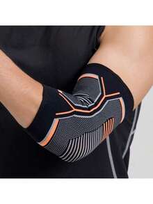 1 PC-Compression Elbow Sleeves, High Elasticity Knitted Elbow Brace, Orange Line Elbow Guard, Breathable And Comfortable-Suitable For Gym,Daily Work And Life, Fitness, Running, Tennis, Badminton- For Men & Women - Black - View 10