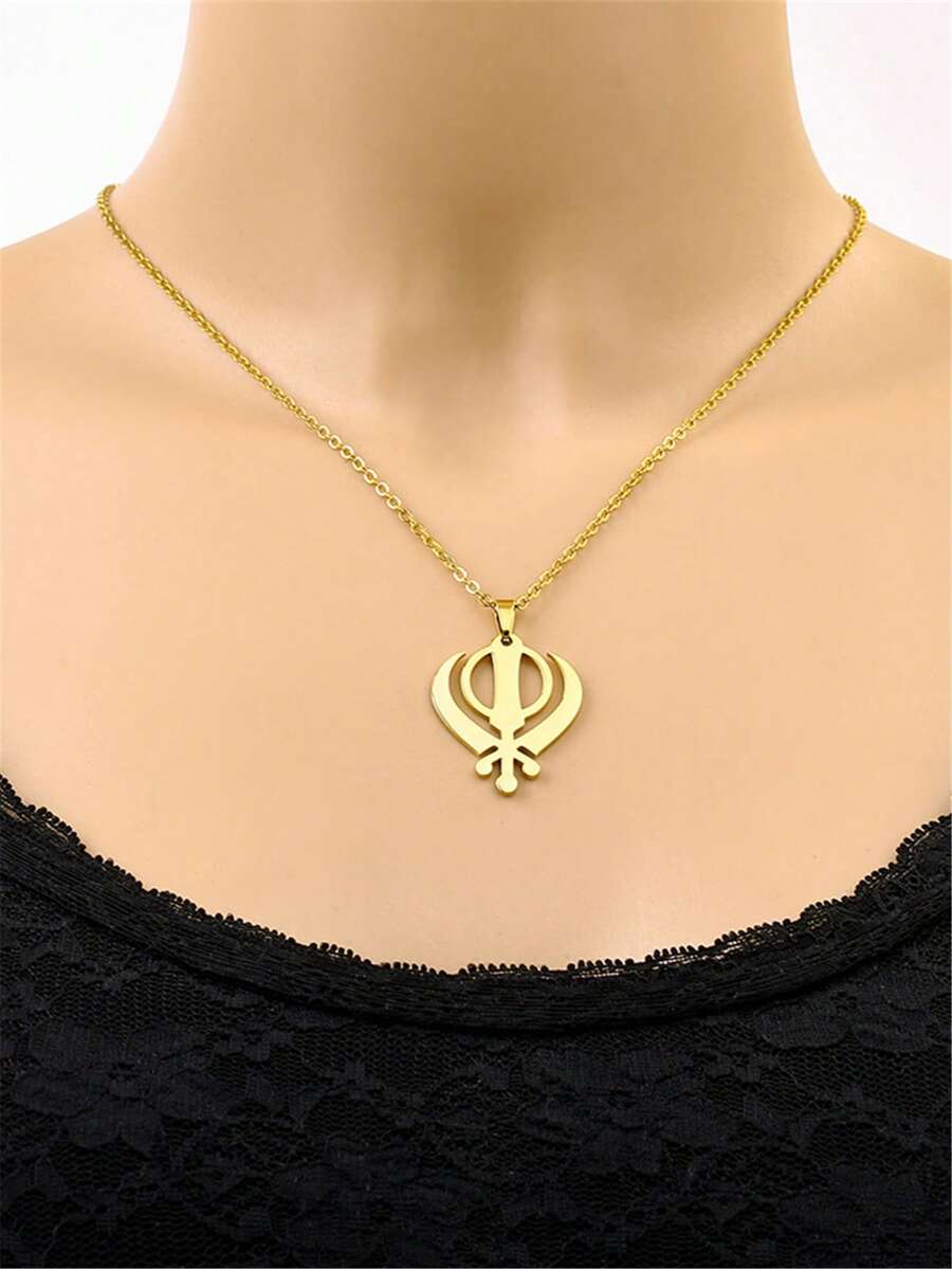 1件复古不锈钢光滑吊坠项链，男女皆宜的百搭钛钢配饰 - 宗教吊墜項鍊 - 查看 1