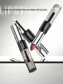 NOVO 防水防汗双头唇膏，持久不晕染，透明镜面效果 - 一个哑光天鹅绒，一个光泽质地，适合日常化妆、户外旅行、女性礼物、圣诞节、新年、万圣节、Y2K 时尚彩妆 - 100#杏仁奶茶 - 查看 6