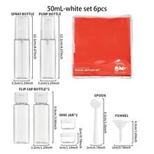 YUEMEI MOMENT MC Set[EVA 3D Bag]Black/White, 50ml - 6pcs/8pcs Travel Refillable Bottle Set, Cosmetic Refill Bottles For Shampoo, Body Wash, Conditioner, Toner, Facial Cleanser