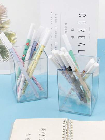 1 hộp đựng bút bằng acrylic trong suốt tối giản, hộp đựng văn phòng phẩm cho học sinh, hộp đựng cọ trang điểm để bàn văn phòng/ký túc xá.