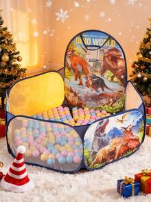 1个卡通恐龙游戏屋帐篷，弹出式游戏帐篷，室内/室外游戏帐篷，便携耐用，带篮球架，适合儿童，是感恩节、万圣节、圣诞节、复活节、生日的绝佳礼物