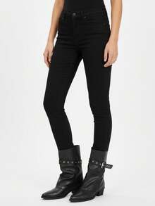 2025 Autumn/Winter New Design Slim Fit Stacked Heel Ankle Boots With Belt Buckle, Sexy Style, Black - Black - View 5