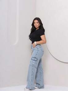 Women's Cargo Pants Comfortable Casual Versatile Elegant Modern Blogger Quality - 淺色水洗藍 - 查看 8