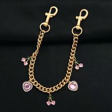 INS风心形链条包饰 - 复古金属吊坠，饰有恐龙、樱桃、花朵图案，适用于女士手提包、背包装饰，是送给女朋友的可爱礼物，也是包包挂饰、包包链饰、手提包挂饰等多种选择。 - 彩色 - 查看 4