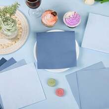 20pcs/40pcs/60pcs/80pcs,Dusty Blue Party Napkins Gradient Blue Disposable Paper Napkins 4 Colors 6.5" Luncheon Cocktail Napkin For Birthday Wedding Baby Shower Party Celebration Gathering Supplies - Blue - View 6