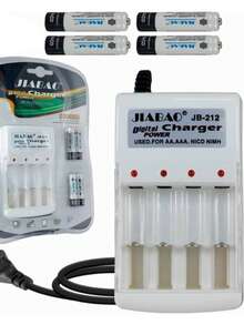 Cargador de Pilas AA/AAA Recargables (Incluye 4 Pilas AA) - Tipo de Enchufe A Japonés (100V) - Ver 3