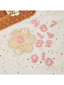 每月里程碑卡片 - 木质每月里程碑圆盘 - 新生儿摄影道具（包含0-9数字），记录宝宝的成长历程 - 公告牌