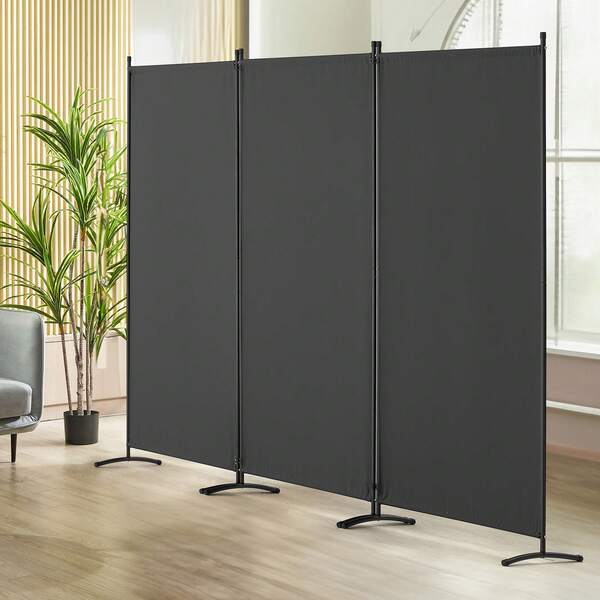 Raumteiler Trennwand 3-teiliger Paravent Stellwand, faltbarer Sichtschutz für Büro Schlafzimmer Esszimmer Arbeitszimmer Balkon, Raumtrenner freistehend (228 x 52 x 184 cm), Grau