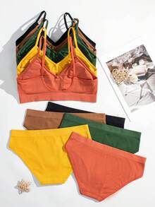 10 piezas Conjunto de ropa interior femenina cómoda y sensual sin costuras conjunto de lencería brasieres paquetes - Multicolor - Ver 5