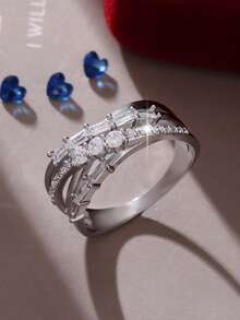 1 قطعة خاتم فاخر متقاطع لامع، مناسب للرجال للارتداء اليومي، الرياضة، الحفلات والمناسبات الأخرى