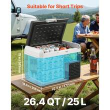12 Volt Car Refrigerator, 26.4QT/25L Car Fridge, Portable Electric Cooler With -4℉~68℉ Adjustable Temperature, 12/24V DC And 100- 240V AC Compressor Freezer For Outdoor, Camping, Travel, RV - US A Type Plug(110-127V) - View 2
