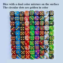 10 Peças/Pacote Melhor Vendedor Dados Acrílicos de Bolinhas de Mármore, Dados Bicolores, 16mm Quadrados Arredondados Multicoloridos Tabuleiro de Damas Acessórios de Mahjong, Adequado para Jogos Familiares, Festas de Feriados, Jogos de Tabuleiro - Multicolorido - Visão 7