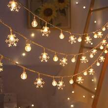 20/30/50 أضواء ذكية، أضواء سلسلة فلورسنت بألوان الدوبامين على شكل نجوم، كرة بلورية، ثلج، جرس، فراشة، قمر، مناسبة للاستخدام الخارجي أو الداخلي في المناسبات والحفلات والأعياد، لا تشمل البطاريات - متعدد الألوان - مشاهدة 13