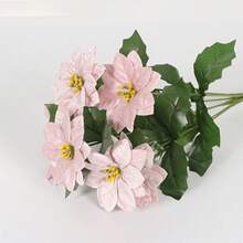 Christmas Poinsettia Flowers Beautiful Poinsettias Decorative Artificial Flower Bouquet For Home Decorations - 粉色 - 查看 1