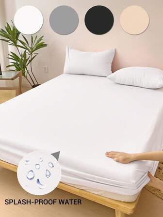 1pc Water Repellant Fitted Sheet, Bedding, Mattress Cover, White Matress Proctector, Bedroom Bedding, Fitted Bottom Sheet For Twin, Full, King, Queen Size, Dust-Proof Protection, (Pillow And Pillowcase Not Included)