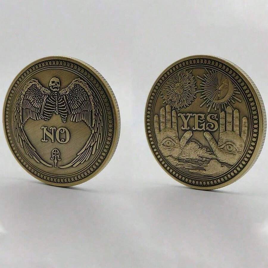 Moneda De Decisión Sí/No De Metal | Doble Cara Con Motivos Florales Para Desafíos