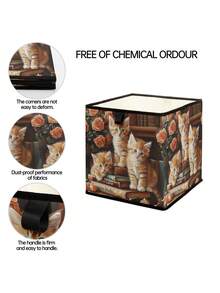 1pc Cartoon Cat Print Open Storage Box, Stackable Organizer Drawer, Durable Multi-Purpose Design Saves Space For Home, Dorm, Household Organization, Under Bed Storage - Multicolor - View 10