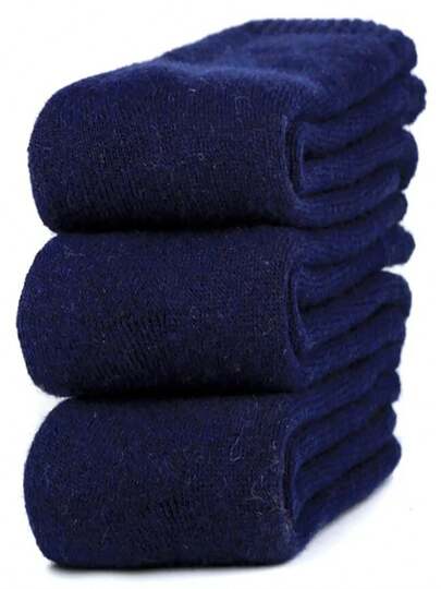 3 Pares de Meias Grossas Super Forradas de Fleece - Presente de Natal Confortável e Macio para Pai, Adequado para Clima Frio, Meias Longas, Inverno, Meias Pretas, Meias Quentes para Mulheres, Meias Grossas Casuais Absorventes de Umidade e Confortáveis para Outono/Inverno, Duráveis e Duradouras, Unissex