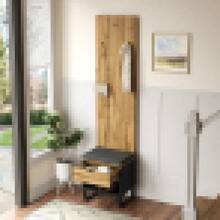 Wardrobe Set With Shoe Rack And Cushion, Hanging Accessories On The Front And Drawers