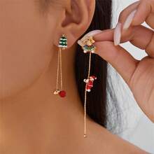 1 Pair Creative Santa Claus Climbing Earrings With Tassel Pendant, Suitable For Women To Wear On Christmas, Holidays, And Parties
