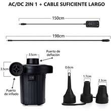 Jasonwell Bomba de Aire Eléctrica 2 en 1 Air Pump Adaptador de Corriente para Automóvil y Hogar Bomba para Inflar con Conector de Energía Alterna 110 240V para Sofá Inflable Colchón y Juguetes(default) - Tipo 1 - Ver 6