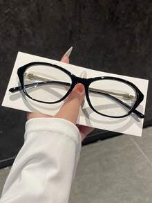 1 Paar Damen Schwarze Katzenaugen PC Rahmen einfarbig minimalistisch Vintage Klarglas Brille