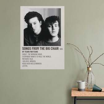 Tears For Fears 'Songs From The Big Chair' 1985 Album Canvas Poster, 12x18in - Frameless Modern Art For Bedroom, Living Room, Office & Dorm Decor, Perfect For Room Decor