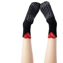 Mărimi europene 36-42, 1/2 perechi de șosete de yoga pentru femei, în formă de inimă, cu manșetă, de culoare uni, cu talpă cauciucată - Multicolor - Vizualizare 2