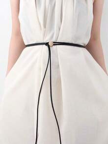 1pc Women's Thin Waist Belt, Adjustable Tie Waist Cord, Fashion Cinch Waist Casual Elegant Decorative Solid Color PU Leather Belt