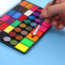 Paleta de colores solubles en agua con 42 tonos, Color de Cara, Maquillaje de Escenario, Maquillaje Dramático, Pigmentos de Pintura de Colores, Secado Rápido, Neon para Halloween, Carnavales, Fiestas Temáticas o Eventos de Maquillaje Artístico - Eliminación Sencilla & Duradera - Ideal tanto para Principiantes como Expertos - color - Ver 4