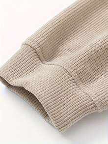 Women's Winter Oversized Slim-Fit Waffle Sweater - Soft Pink & Black Crew Neck Tummy Control Sweater Vest-Like Layering Top, Cozy Long Sleeve Pullover For Casual & Formal Wear, (Hand Wash/Dry Clean)  Active Wear Women   Summer  Gym Mujer  Gym Mujer  Workout Clothes For Women  Sweatshirts For Women  Women's All Season Clothes Women's Spring Clothes Women's Summer Clothes Women's Year Round Outfits Spring Fashion For Women Summer Fashion For Women - 卡其色 - 查看 2
