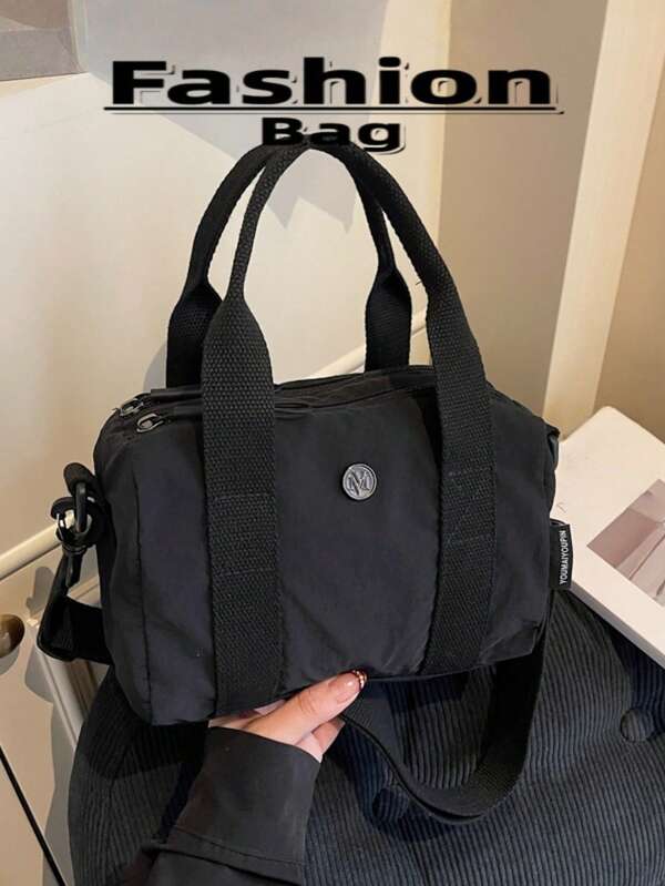 Borsa a mano mini casual tinta unita, con tracolla regolabile e doppi manici superiori per le donne