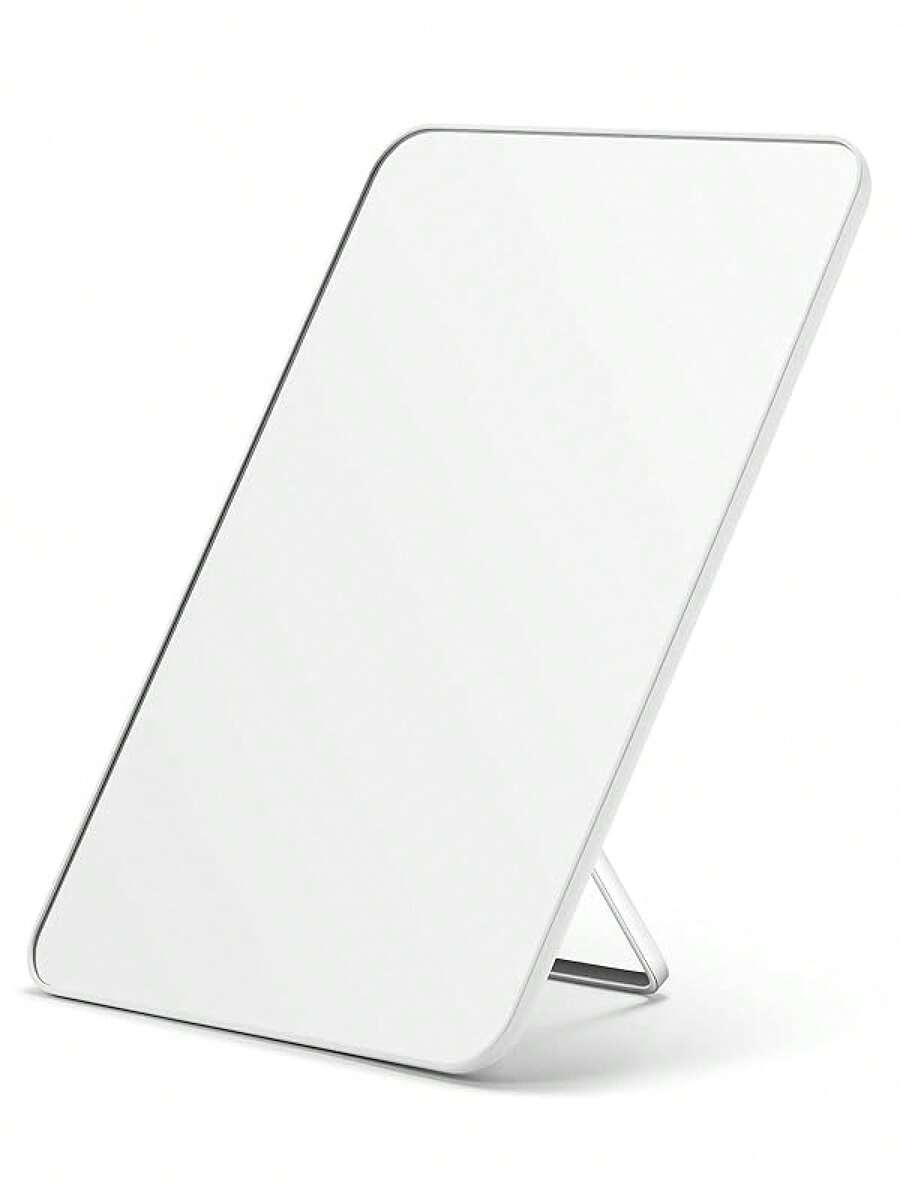 Portable Foldable Mirror 8x5 Inch, Multi-Position Stand & Hanging Hole, Compact Travel Essential White - White-without Magnetic - View 1