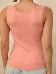 3pcs Pack Women Seamless Thermal Insulation Reversible Thermal Lined Vest, Solid Color Basic Tank Top - Mixed Colors - View 5